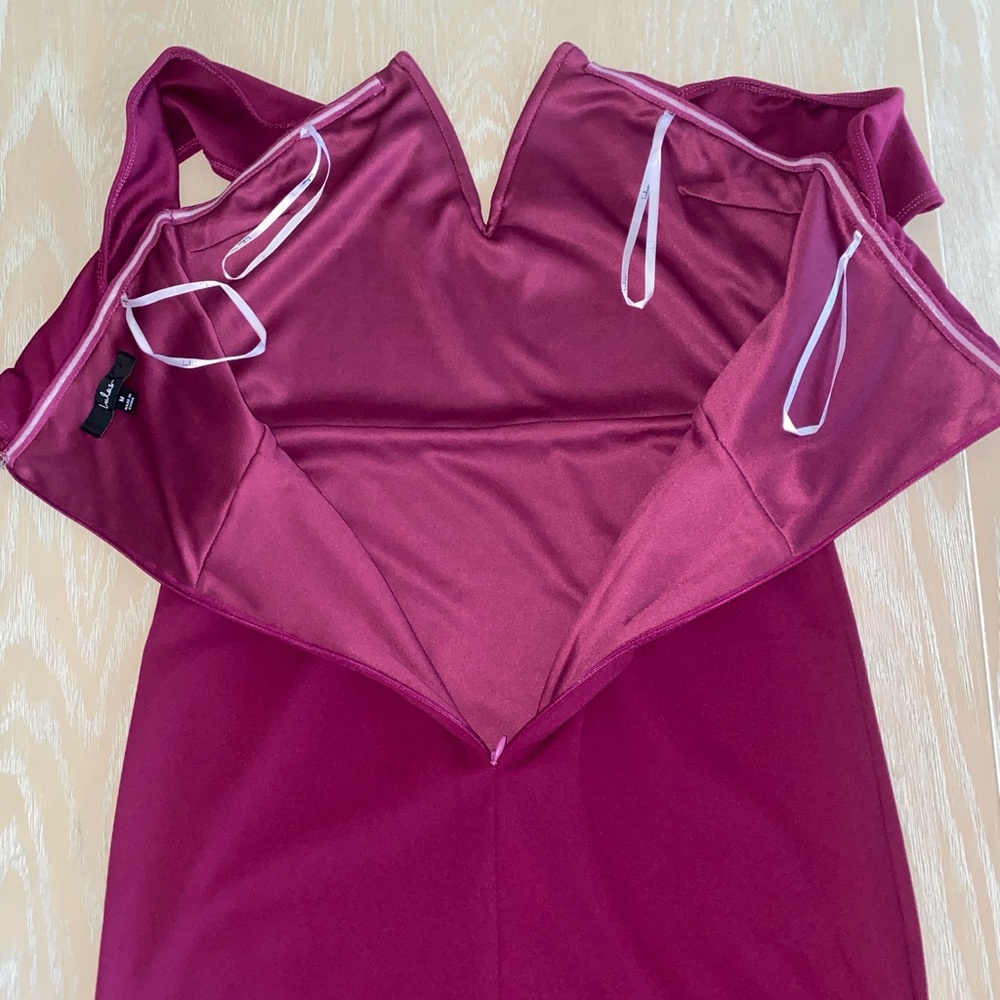Lulus Magenta My Favorite Night Off-the-shoulder Bodycon Midi Dress - Picture 7 of 11